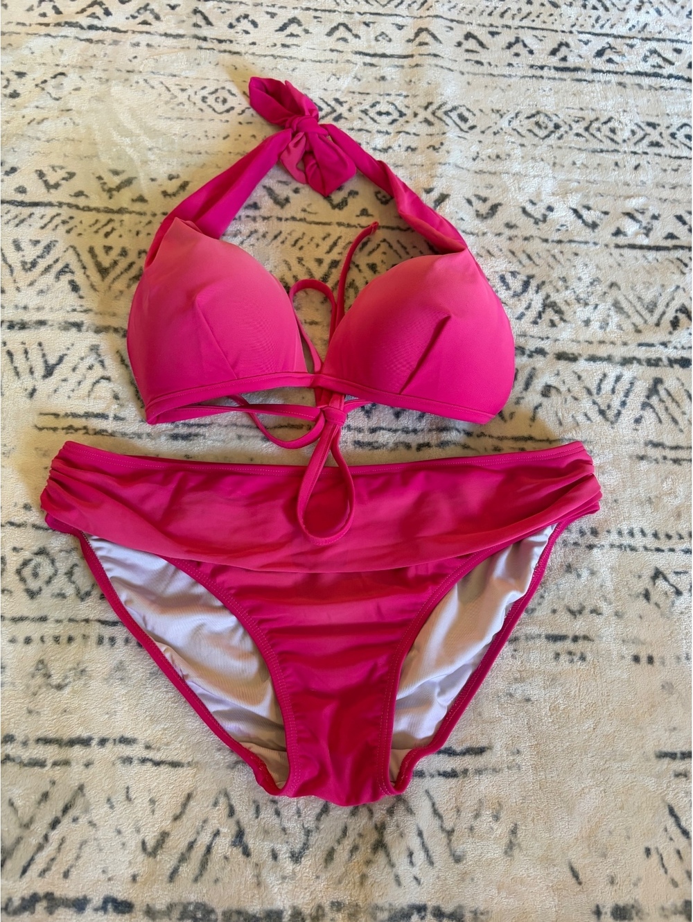 Pink Two-Piece Bikini Swimsuit Set Size XL